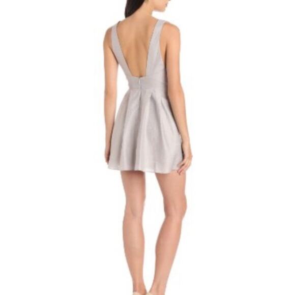 BCBGeneration Mini Dress 2 Light Gray Metallic Studded Pockets Fit Flare HOCO - Picture 5 of 16